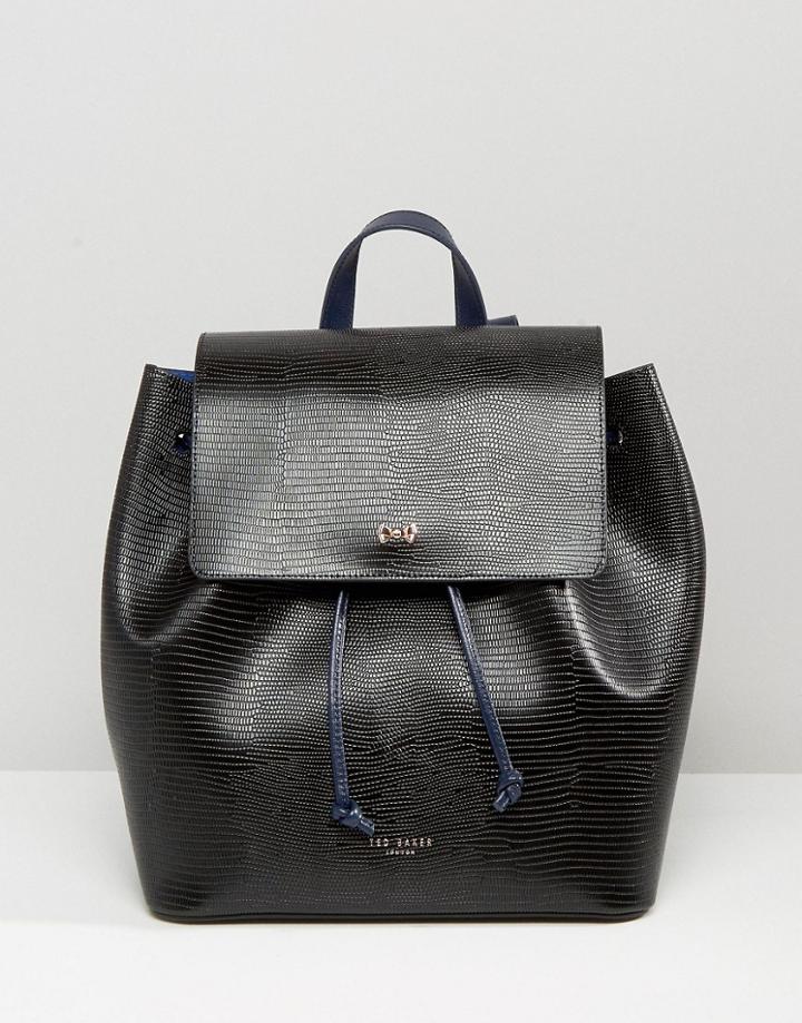 Ted Baker Faux Lizard Backpack - Black