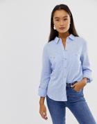 New Look Linen Shirt In Mid Blue - Blue