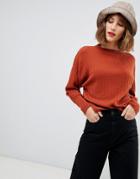 Asos Design Eco Fine Knit Sweater With Drop Shoulder-red