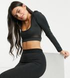 Asos 4505 Petite Long Sleeve Top With Mesh Cutout-black