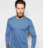 Farah Long Sleeve T-shirt With F Logo In Slim Fit In Blue - Blue