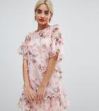 Asos Design Petite Ultimate T-shirt Mini Dress In Pretty 3d Floral - Multi