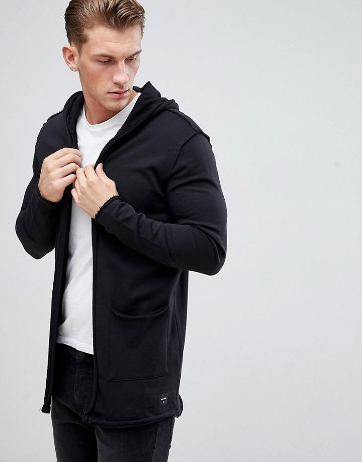 Only & Sons Open Drape Hoodie - Black