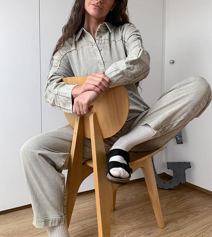 Collusion Jumpsuit With Cinched Waist In Brown