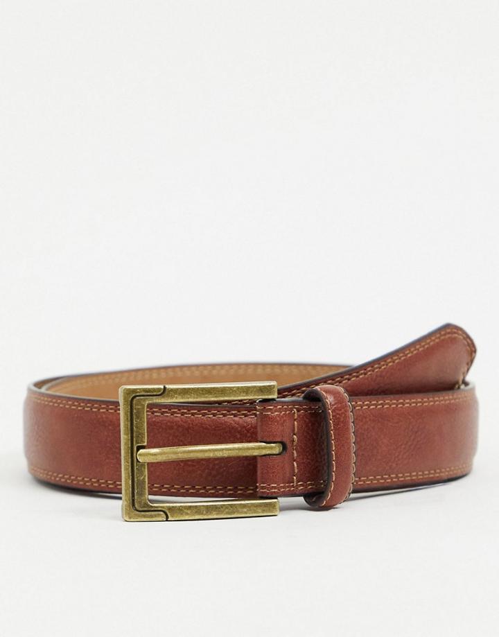 River Island Smart Belt In Tan-brown