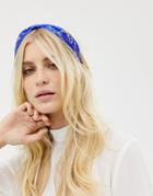 Asos Design Embroidered Headband In Moon And Star Print - Multi