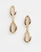 Designb London Gold Cowrie Shell Drop Earrings