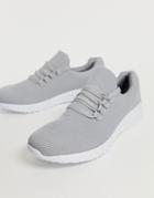 New Look Knitted Sneakers In Gray - Gray