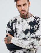 Asos Design Oversized Long Sleeve T-shirt With Bleach Wash - Black