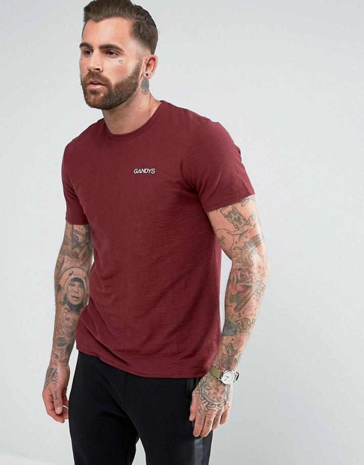 Gandys T-shirt With Small Logo In Burgundy - Red