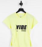 Asyou Cinched Waist T-shirt With Vibe Graphic In Yellow