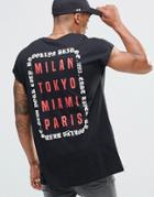 Asos Oversized T-shirt With Gothic Text City Back Print - Black