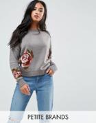 Vero Moda Petite Floral Knitted Sweater - Gray