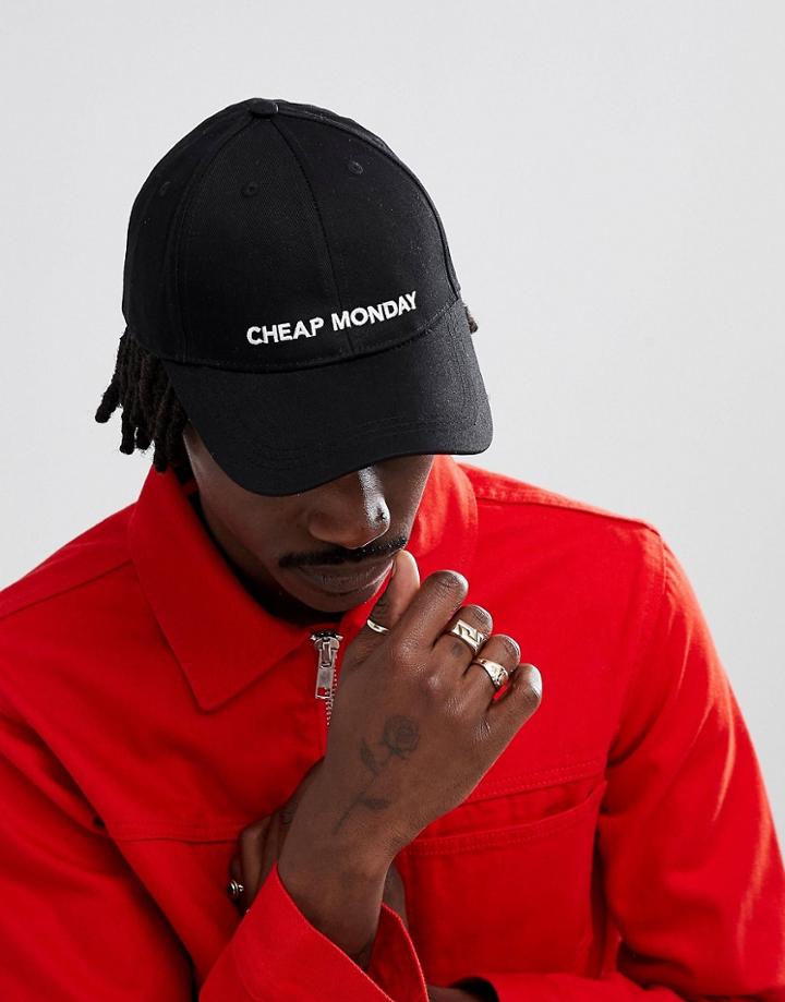 Cheap Monday Logo Baseball Cap Black - Black