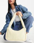 Topshop Sherpa Trim Shoulder Bag In Cream-yellow