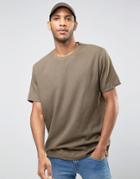Asos Overhead Shirt In Slub Texture In Khaki - Green