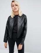 Asos Leather Jacket With 80's Stud Detail - Black