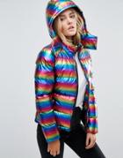 Brave Soul Joseph Padded Coat In Multi Metallic - Multi