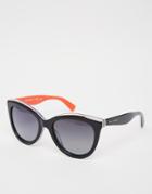 Dolce & Gabbana Cat Eye Sunglasses With Red Contrast - Black