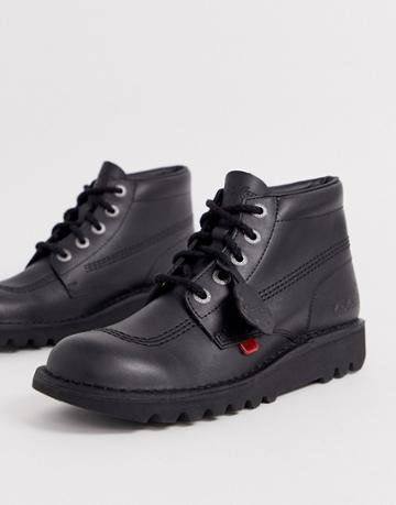 Kickers Kick Hi Boots In Black Leather - Black