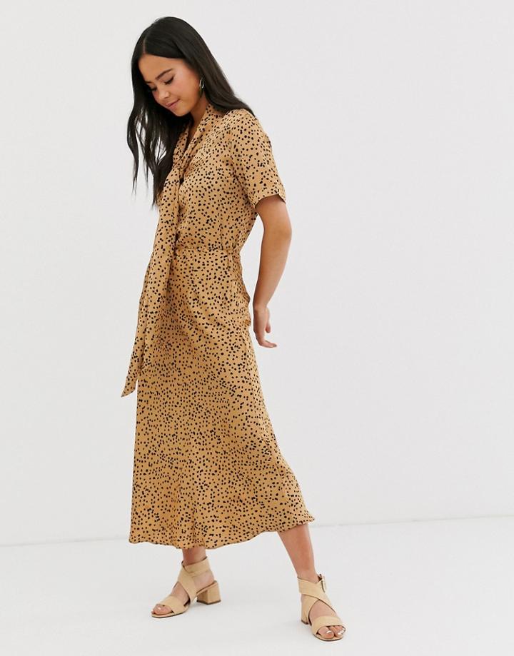 Glamorous Bias Cut Midi Skirt In Spot Satin Two-piece-tan