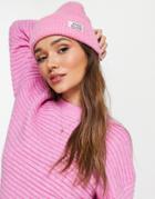 River Island Beanie With Branded Patch In Pink