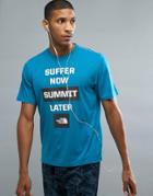 The North Face Mountain Athletics Reaxion Amp Running T-shirt Front Print In Blue Marl - Blue
