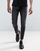 Only & Sons Skinny Wash Black Jeans With Raw Edge - Black