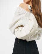 Asos Design Ruched Croissant Shoulder Bag With Lizard Panel In Cream-white