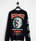 Collusion Long Sleeve T-shirt With Raised Prints In Black