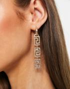 River Island Crystal Greek Key Earrings In Gold Tone
