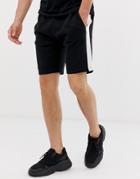 Brave Soul Side Stripe Jersey Shorts - Black
