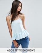 Asos Petite Cami With Satin Frill Hem - Multi