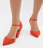 Asos Design Speaker Wide Fit Pointed Heels - Red