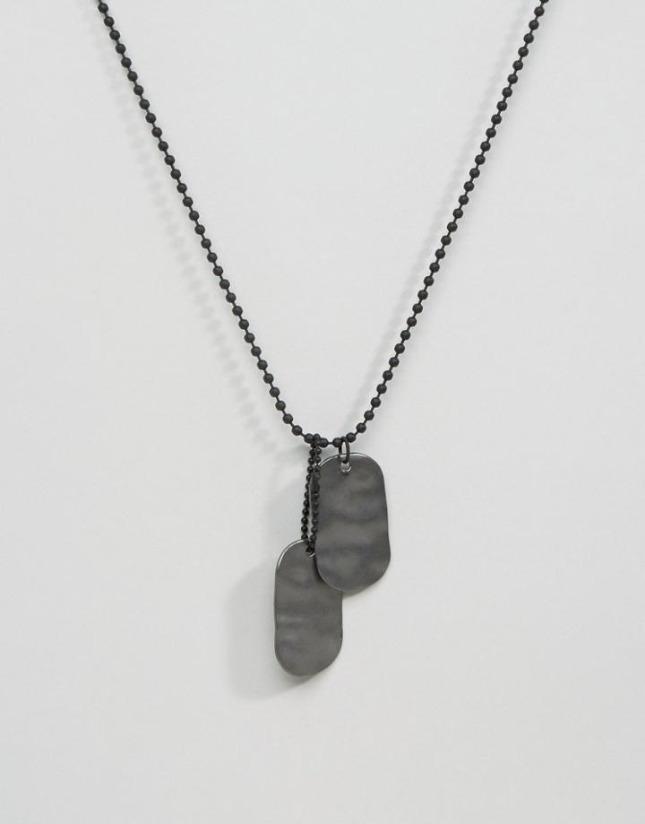 Aldo Dogtag Necklace In Black - Black