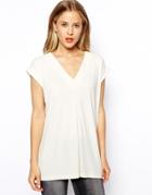 Asos Crepe Top With Pleat Front - Cream $23.84