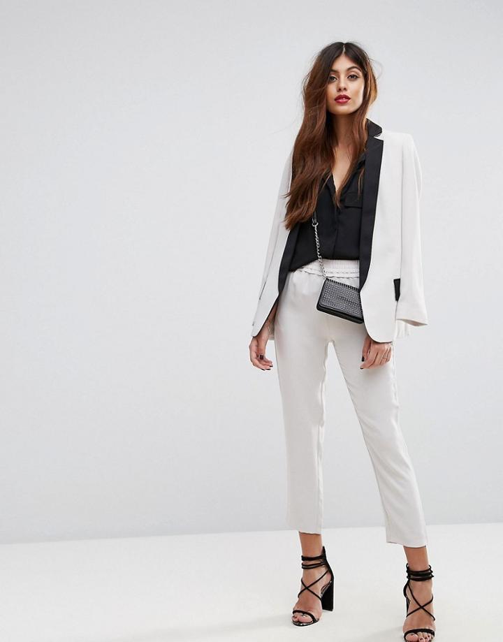 Sisley Elasticated Waist Tailored Pant - Cream