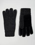 Dents Stirling Lambswool Glove With Leather Palm - Gray