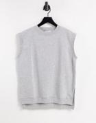 Topshop Sleeveless Sweat Tank In Gray Heather-grey