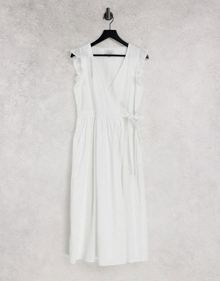 & Other Stories Broderie Frill Detail Midi Dress In White - White