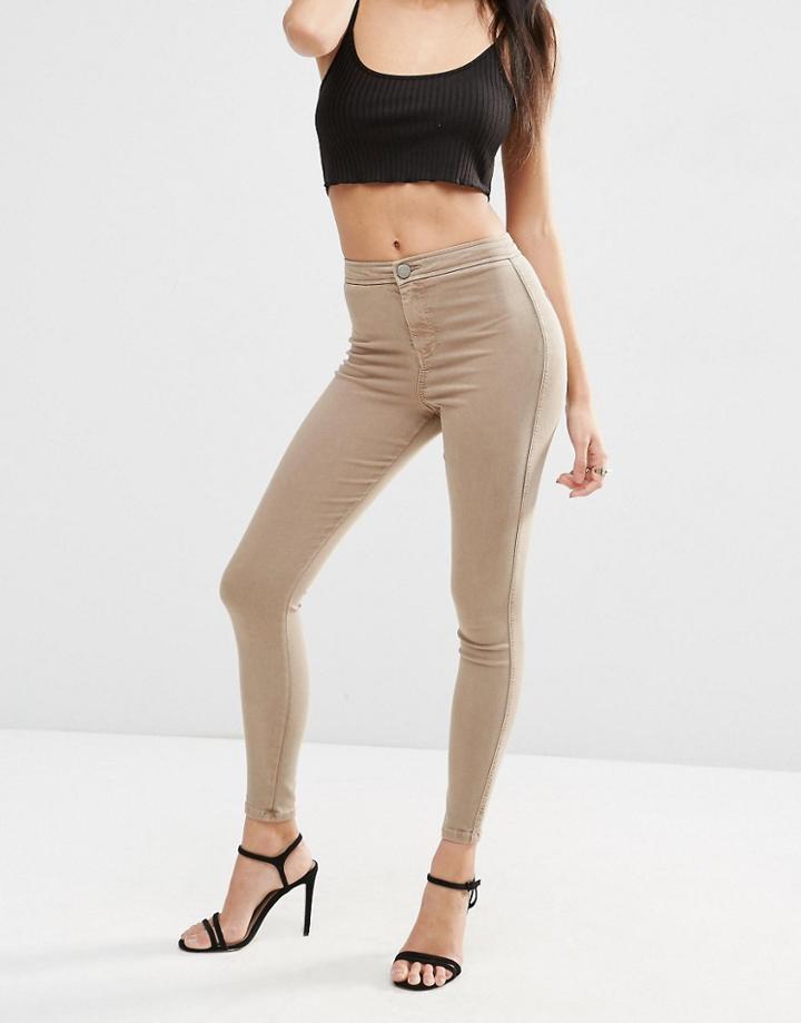 Asos Rivington High Waist Denim Jegging In Kimmy Brown - Kimmy Brown