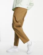 Asos Design Oversized Tapered Fit Chinos In Brown