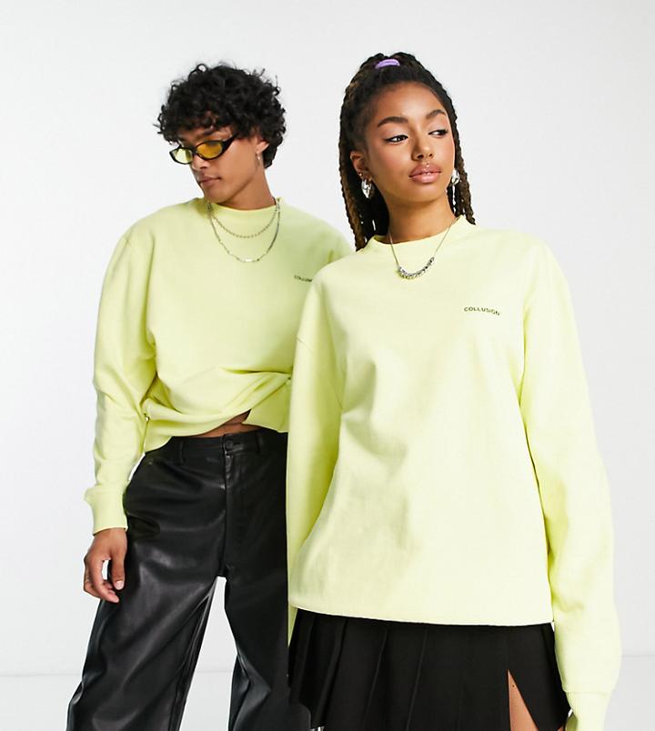 Collusion Unisex Logo Sweatshirt In Yellow-green