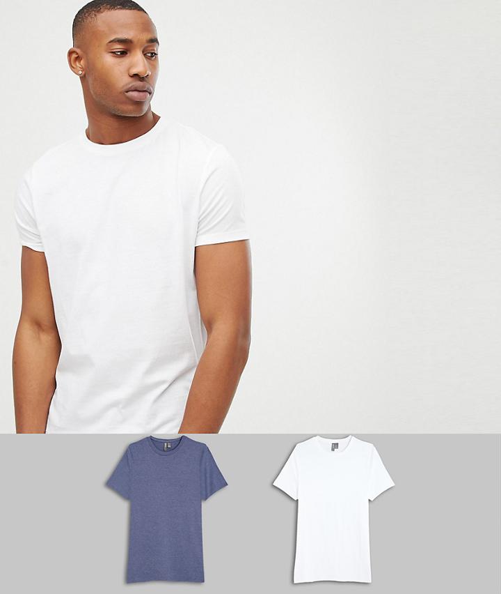 Asos Design Organic T-shirt With Crew Neck 2 Pack Multipack Saving - Multi