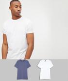 Asos Design Organic T-shirt With Crew Neck 2 Pack Multipack Saving - Multi
