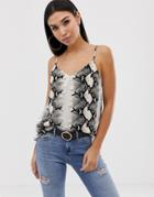 Asos Design Cami In Snake Animal Print - Multi