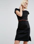 Vero Moda Belted Dress With Capped Sleeves - Black
