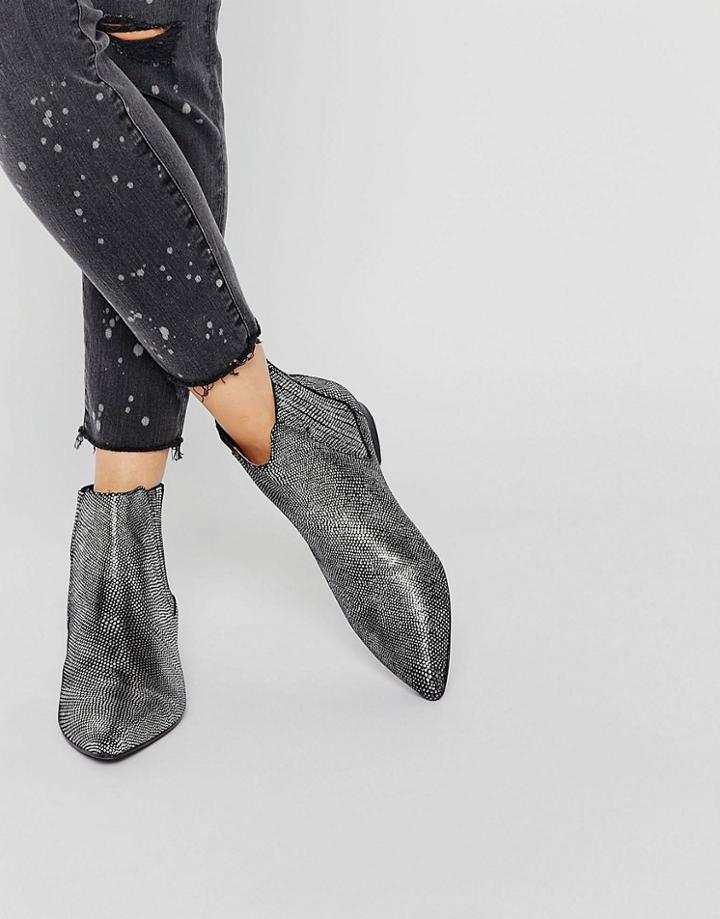 Hudson London Silver Lizard Reine Ankle Boot - Black