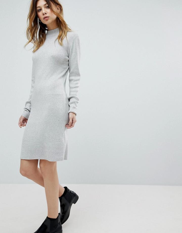 Noisy May High Neck Knit Dress - Gray