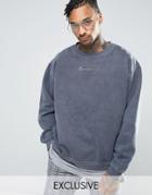 Mennace Sweatshirt With Embroidered Logo In Washed Gray - Black